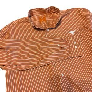 Antigua Men's Orange Striped Casual Button Down Shirt